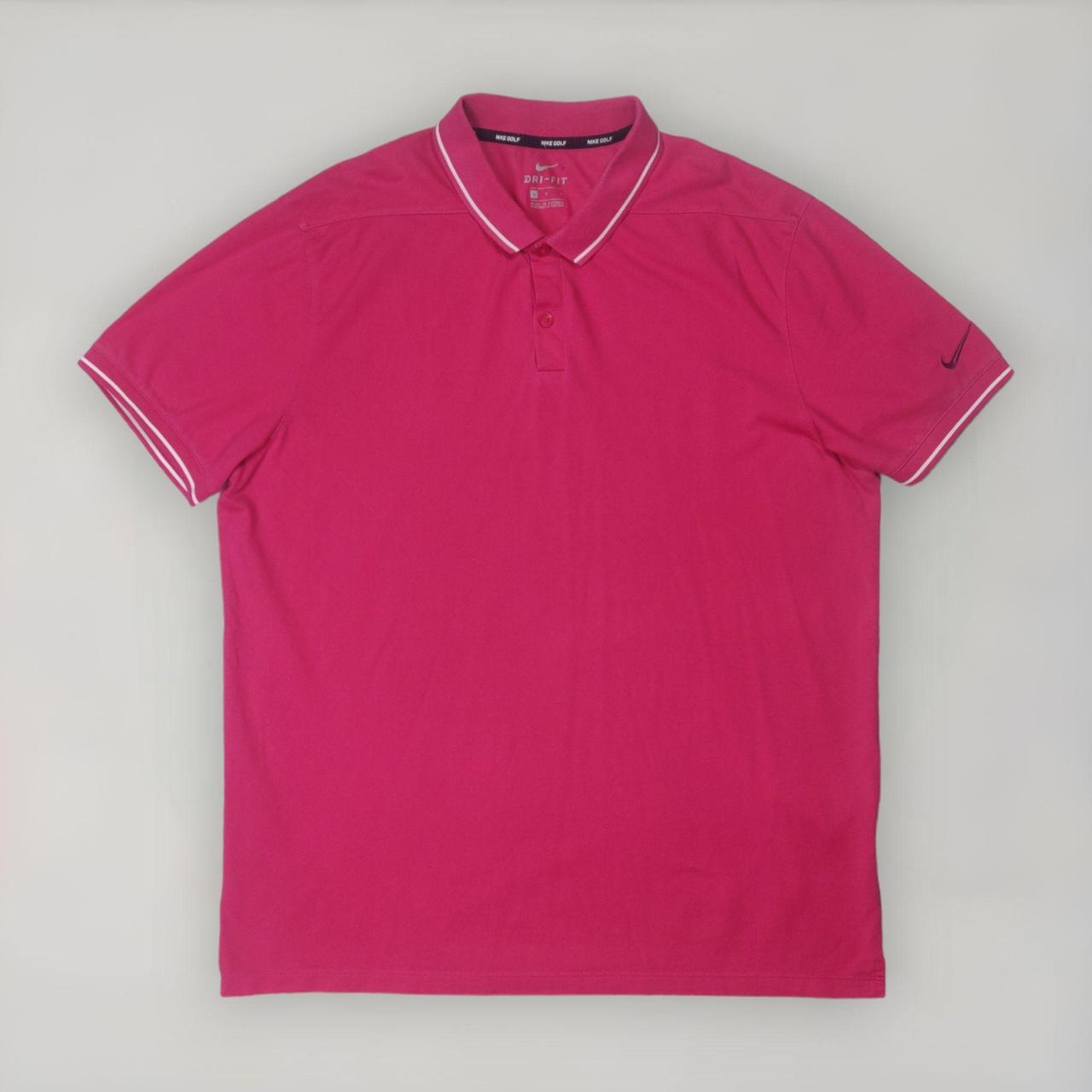 Nike Golf Polo Shirt DriFit Pink Embroidered Sleeve... Depop
