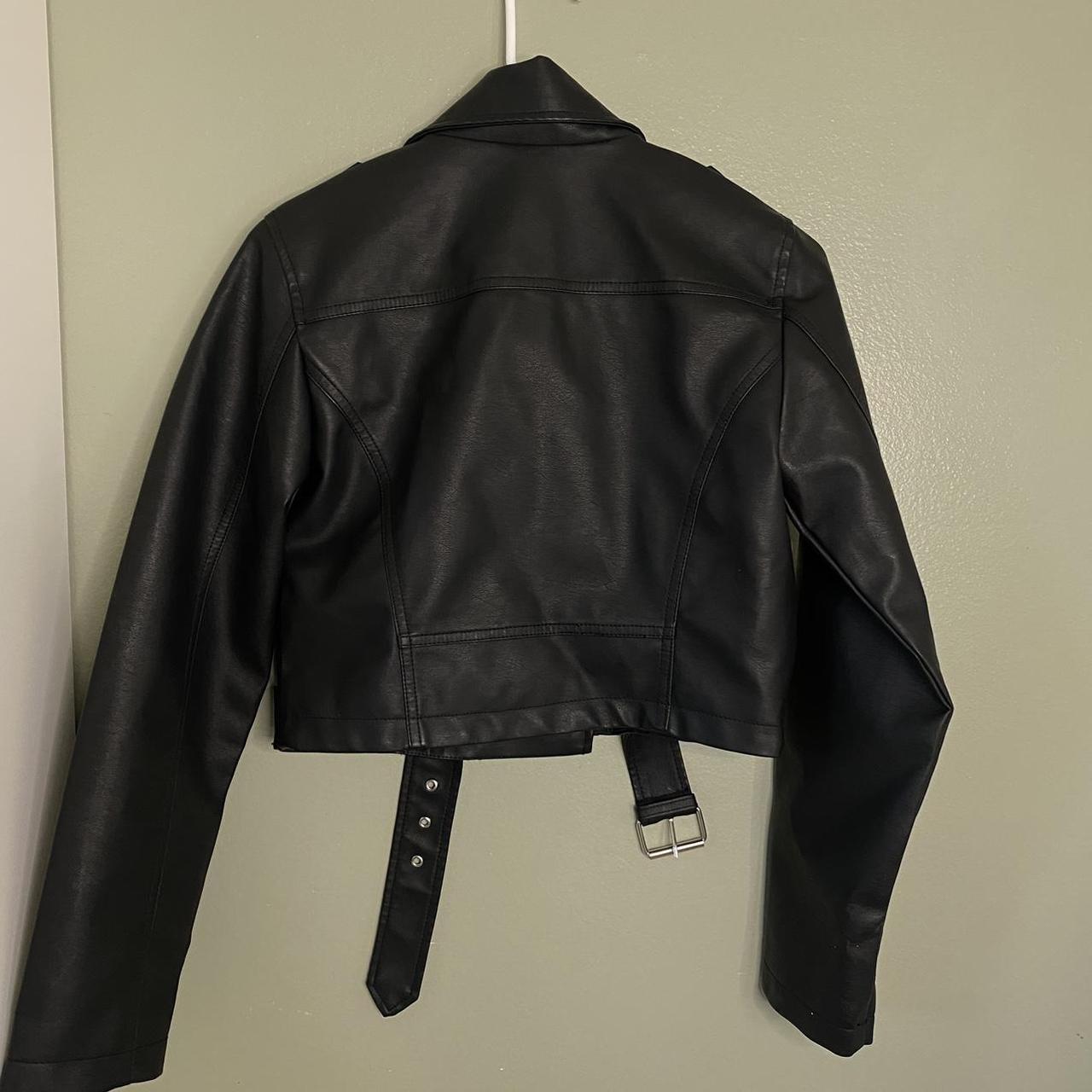 forever 21 black faux leather jacket size small - NO... - Depop