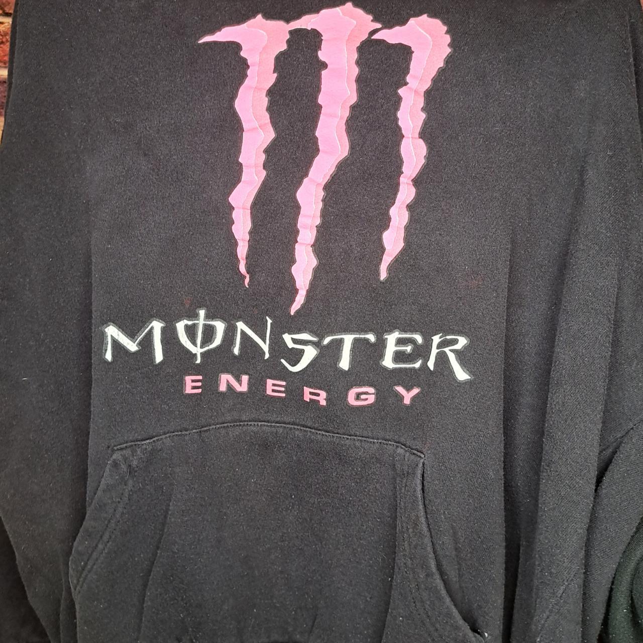 y2k Rare Pink Monster Energy Hoodie Size XL 26.5''... - Depop