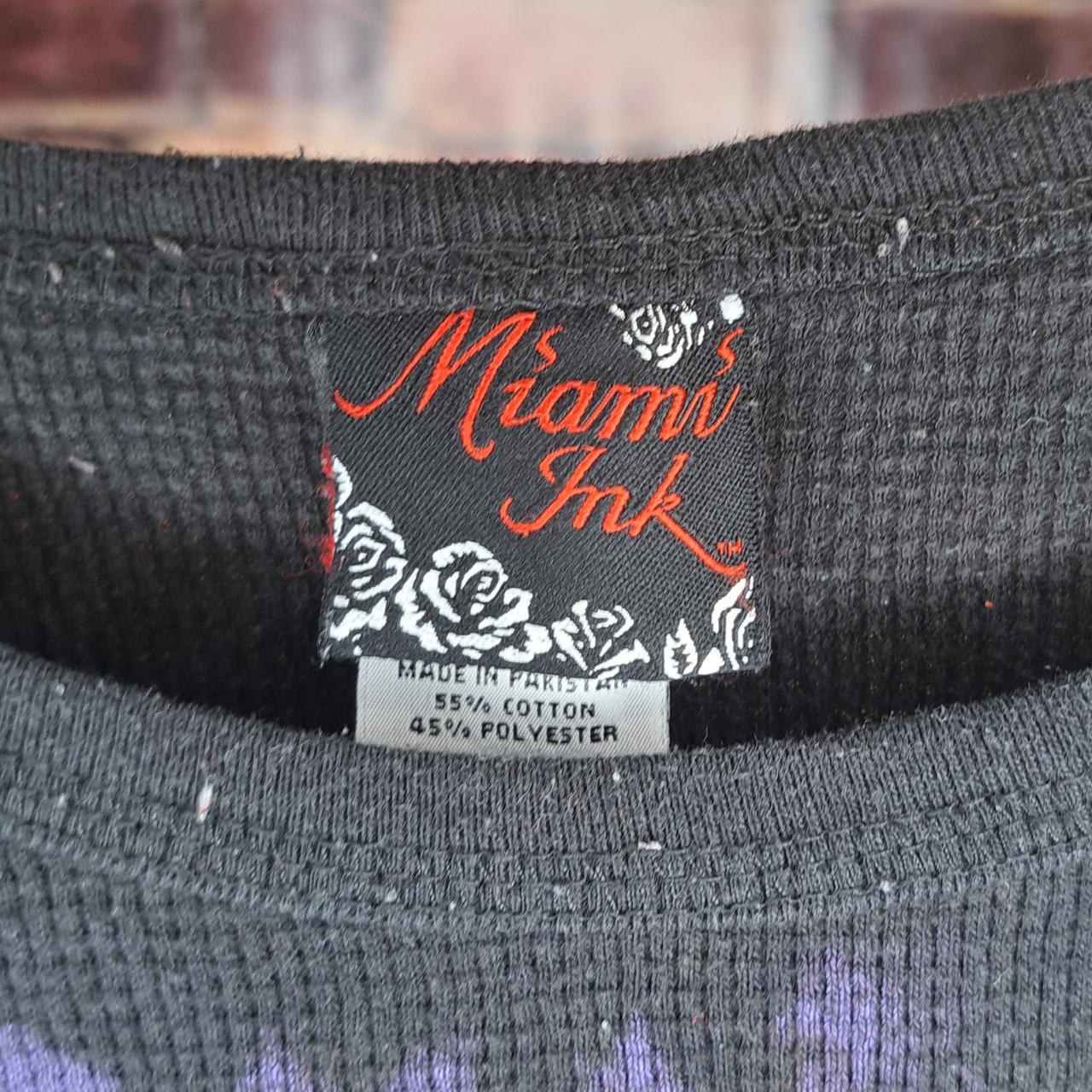 y2k Miami Ink Brand Skulls Thermal Long Sleeve t... - Depop