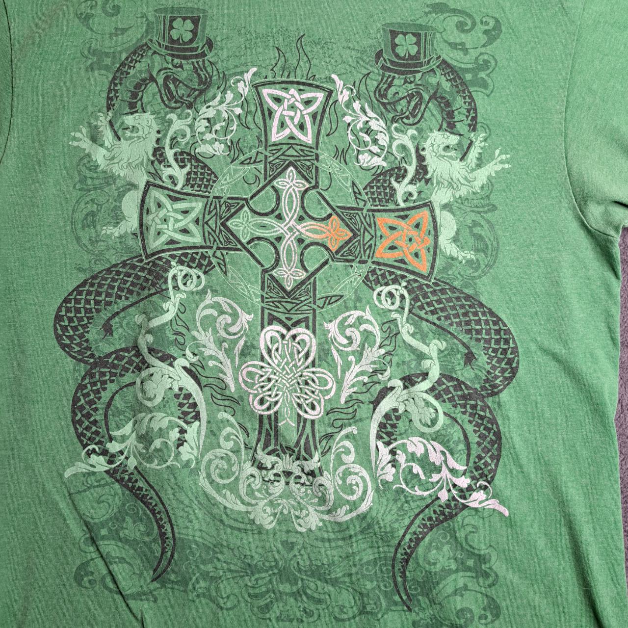 y2k Cross and Snakes St. Patrick's Day t shirt Size... Depop