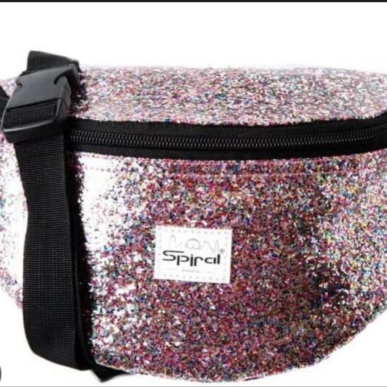 Spiral brand pink sparkly bum bag. Pink glitter