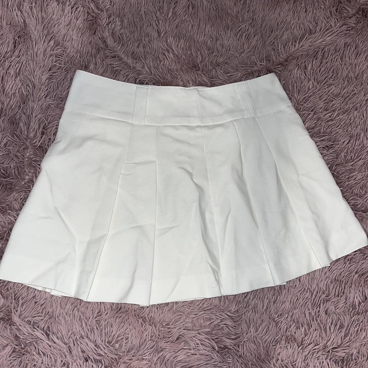 Pull & bear white mini pleated tennis skirt with... - Depop