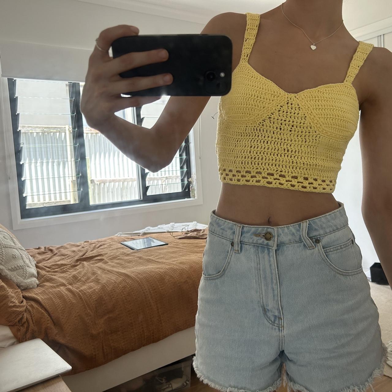 Glassons Yellow Crochet Top Never Worn Size Xs But Depop