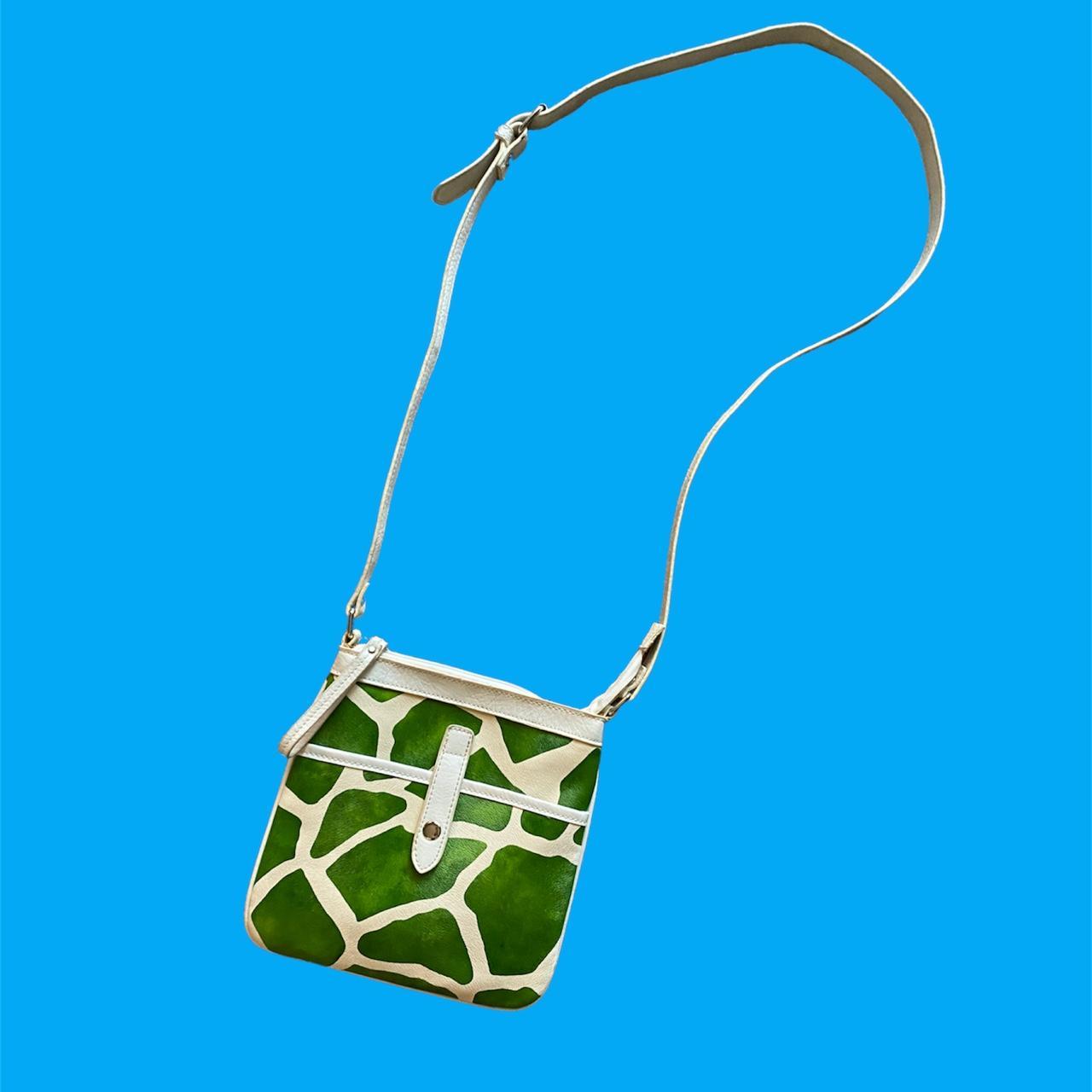 Green giraffe print cross body bag 💚 outside snap... Depop