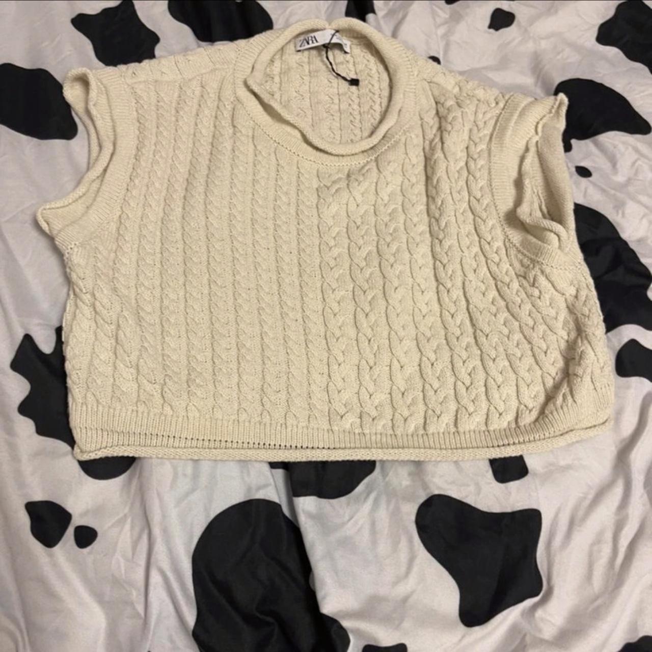 Zara cropped cream sweater vest