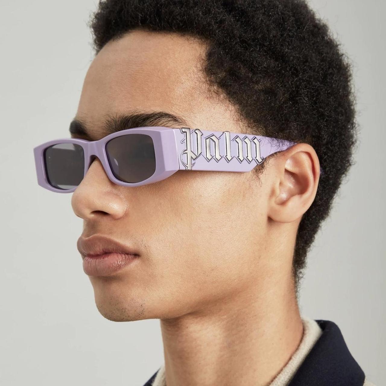 Palm Angels Men's Purple and Silver Sunglasses (8)