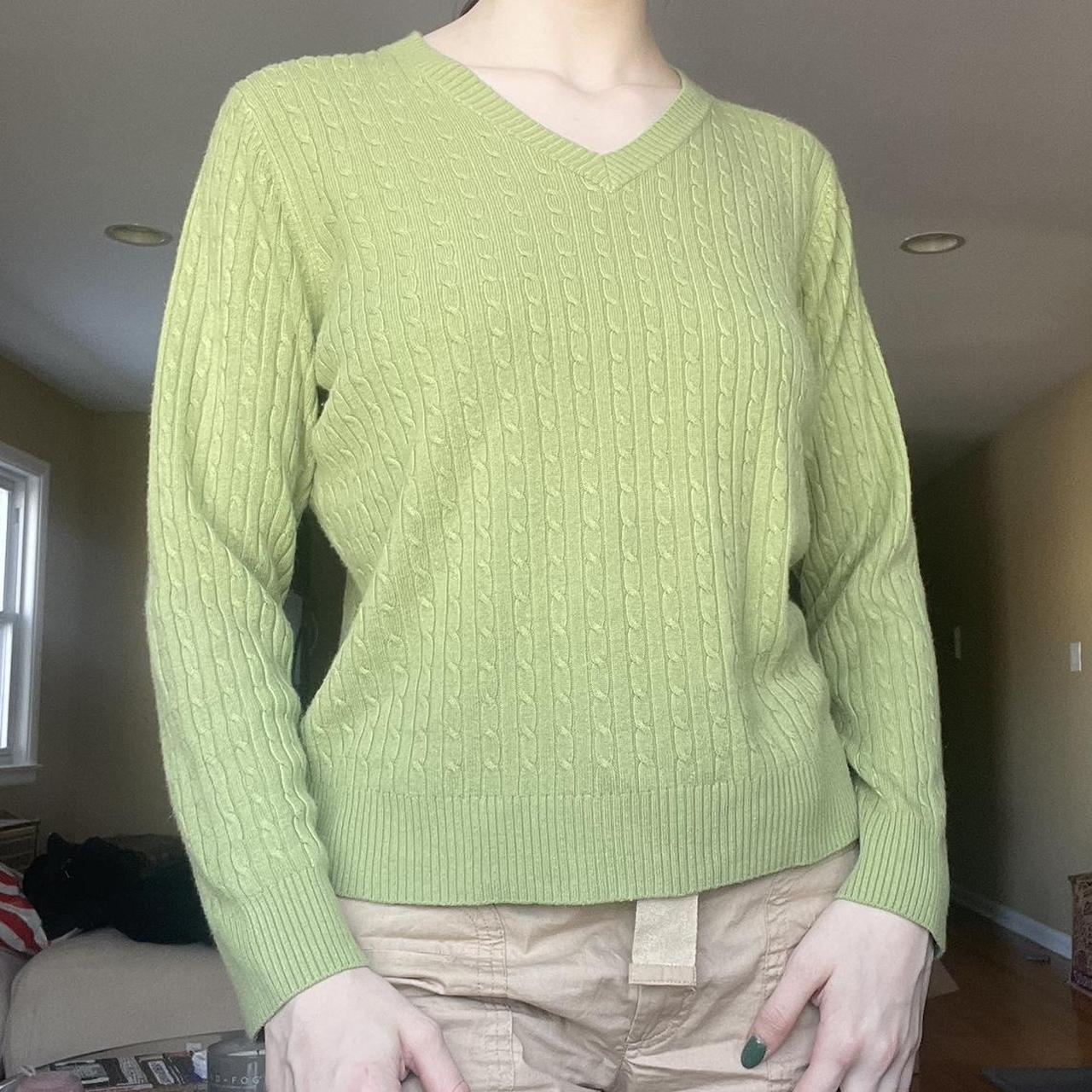 light green cable knit sweater! brandy melville - Depop