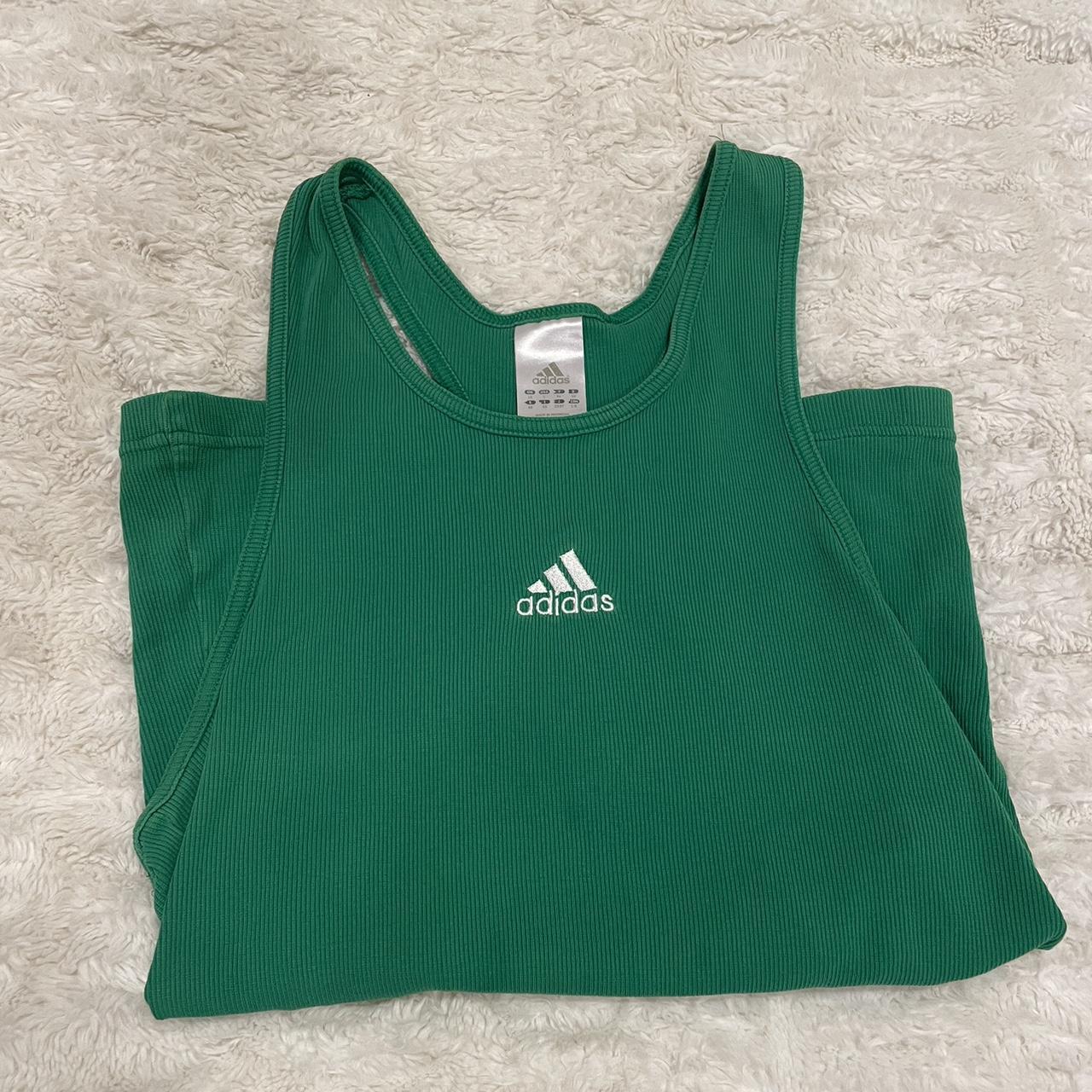 neon green adidas crop top tag size xs pit to pit - Depop