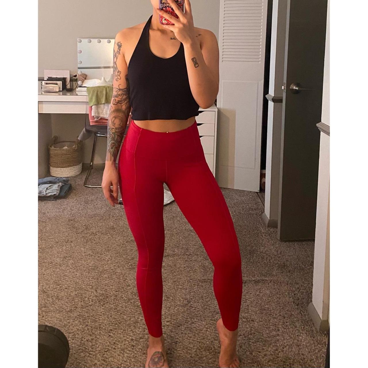 Red Lululemon leggings in size 4! I honestly don't - Depop