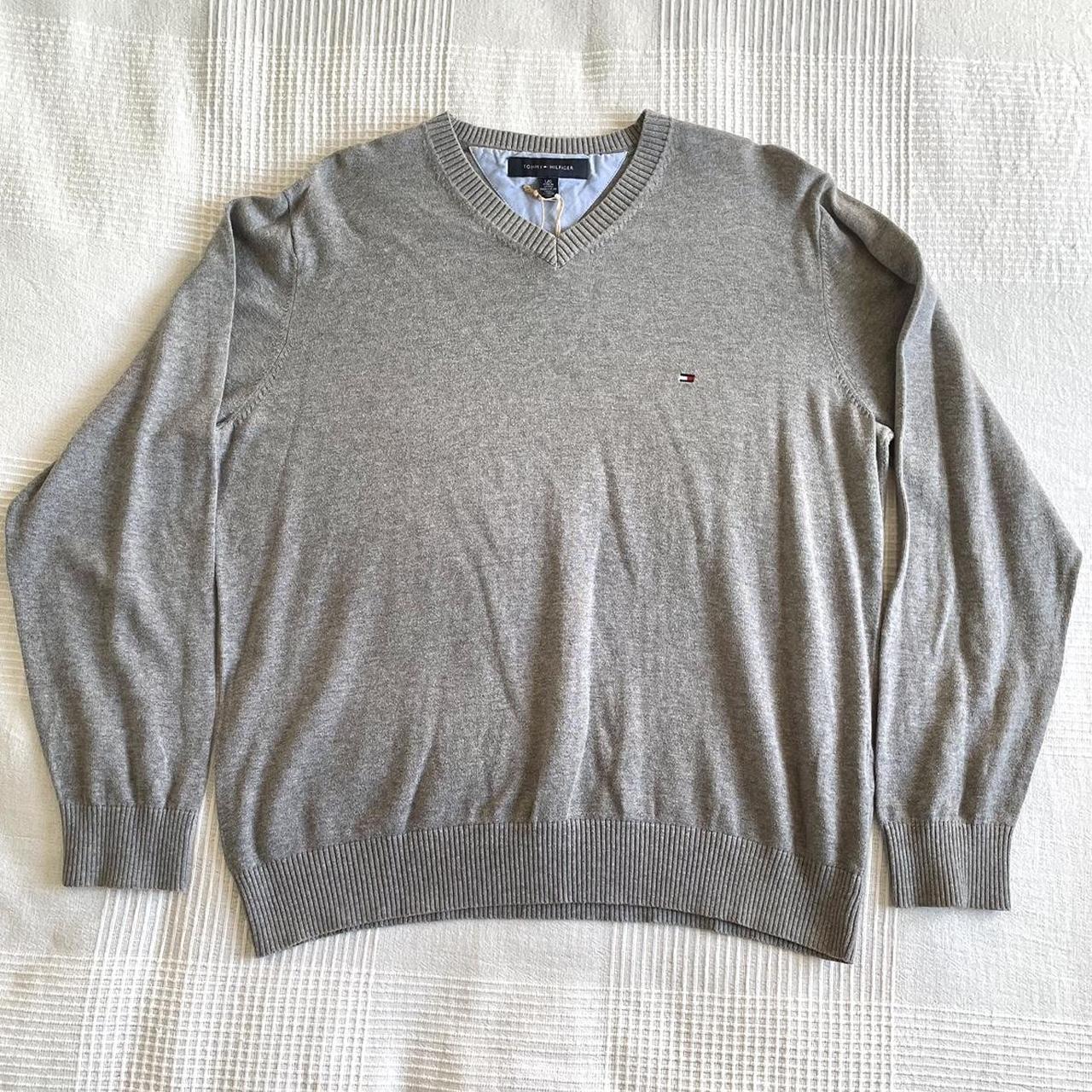 ️ Description - Tommy Hilfiger jumper. Grey v-neck... - Depop