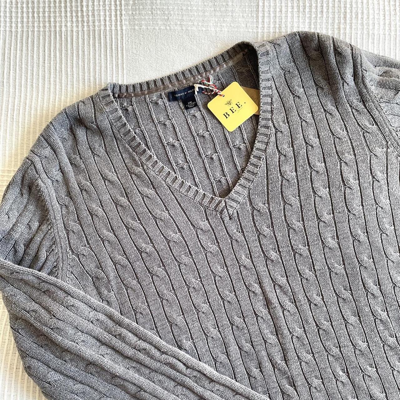 ️ Description - Tommy Hilfiger Jumper. Grey Cable - Depop