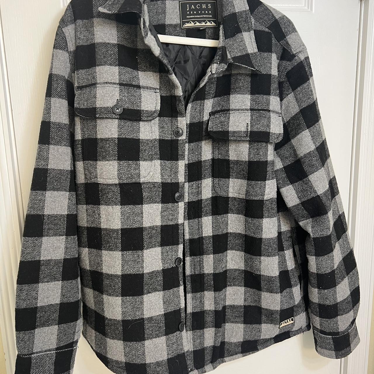 Wool-Blend Buffalo Check Shirt Jacket