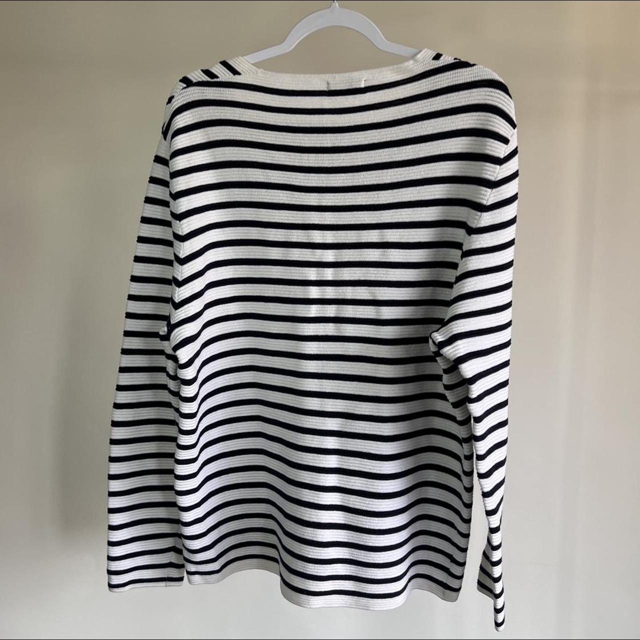 ZARA Black and White Stripped Long-sleeve (L) - Depop