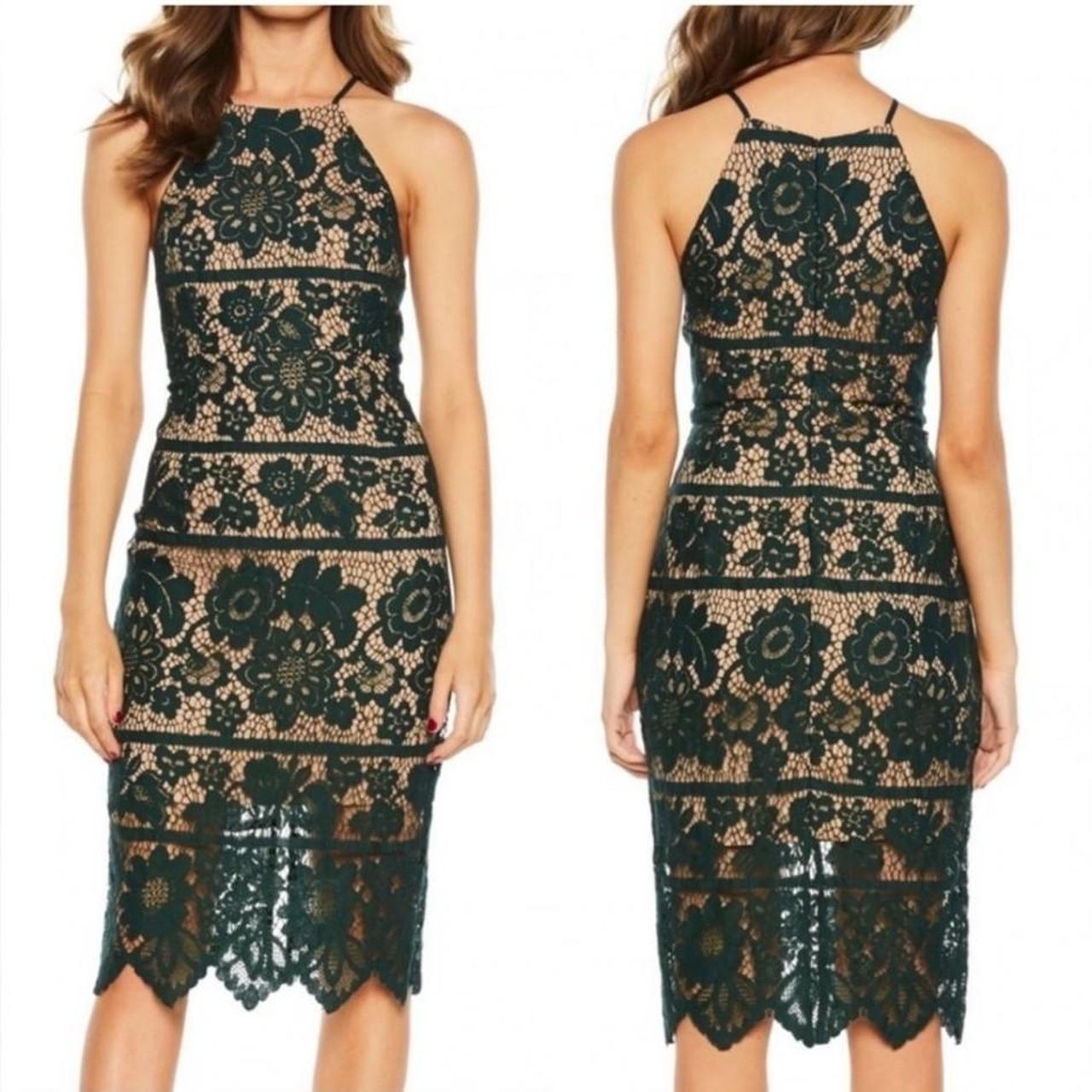 Bardot Mila Lace Green Forest with Beige lining