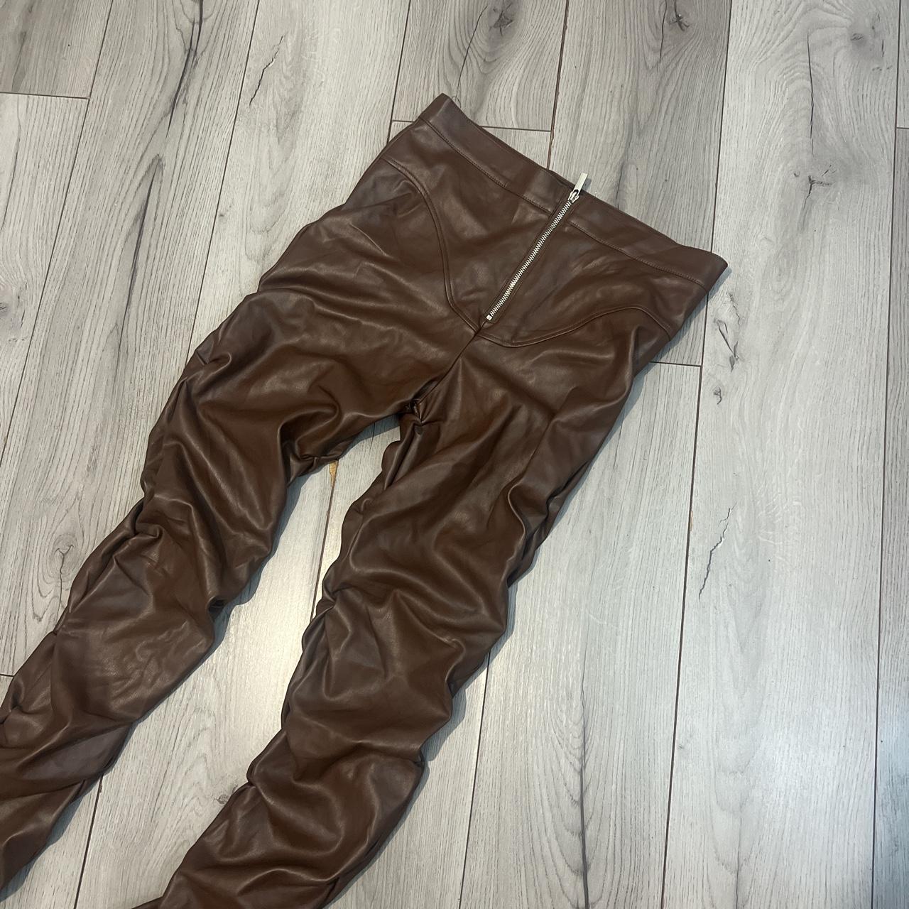 Stacked MDV Brown Leather Trousers Partially used,... - Depop