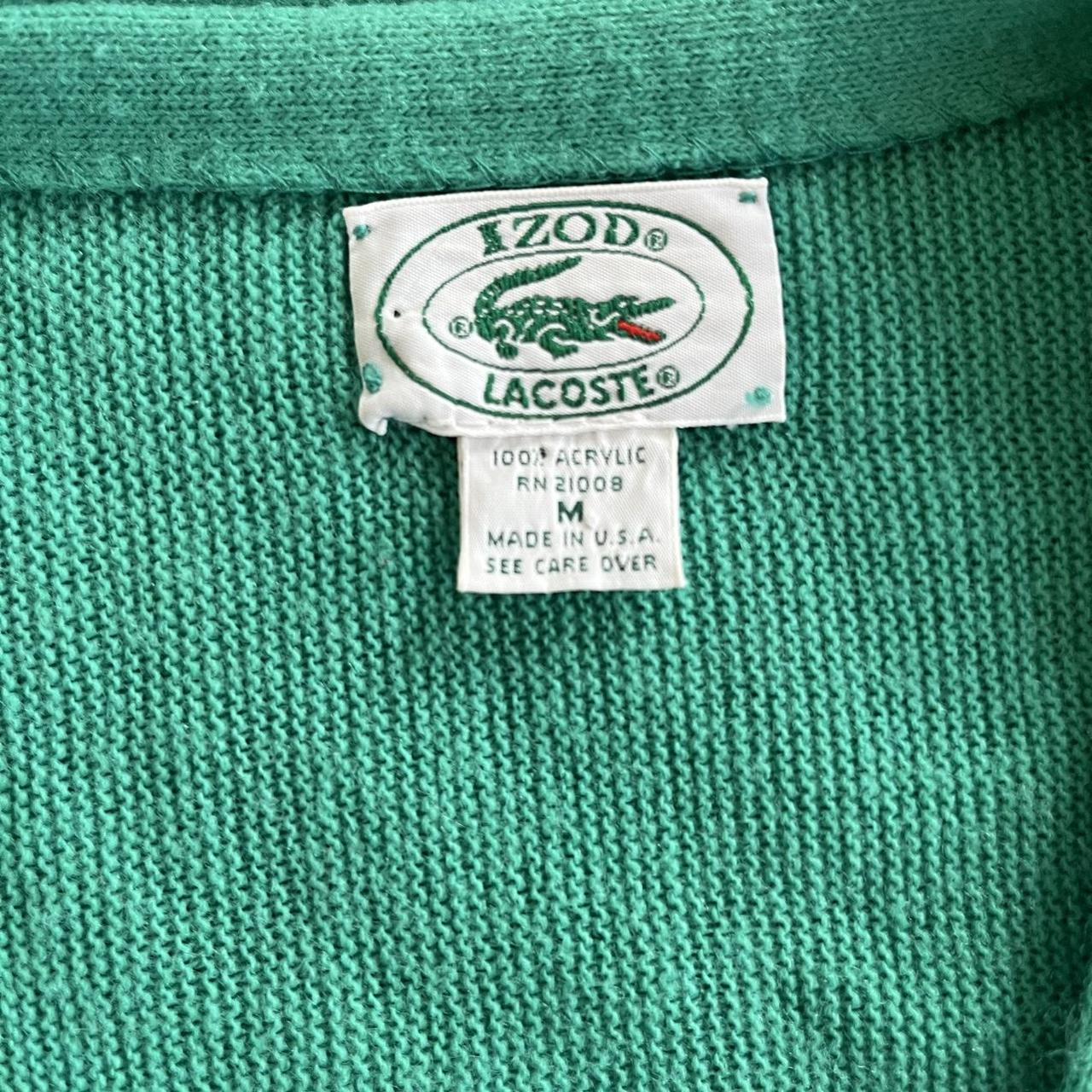 Vintage 80s Izod Lacoste Sea Foam Green Cardigan... - Depop