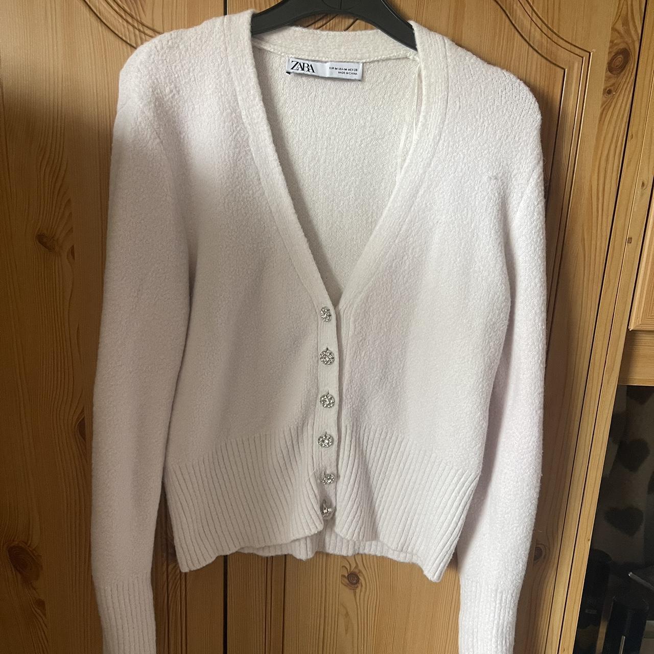 Zara Rhinestone Cardigan White Size M #Zara... - Depop