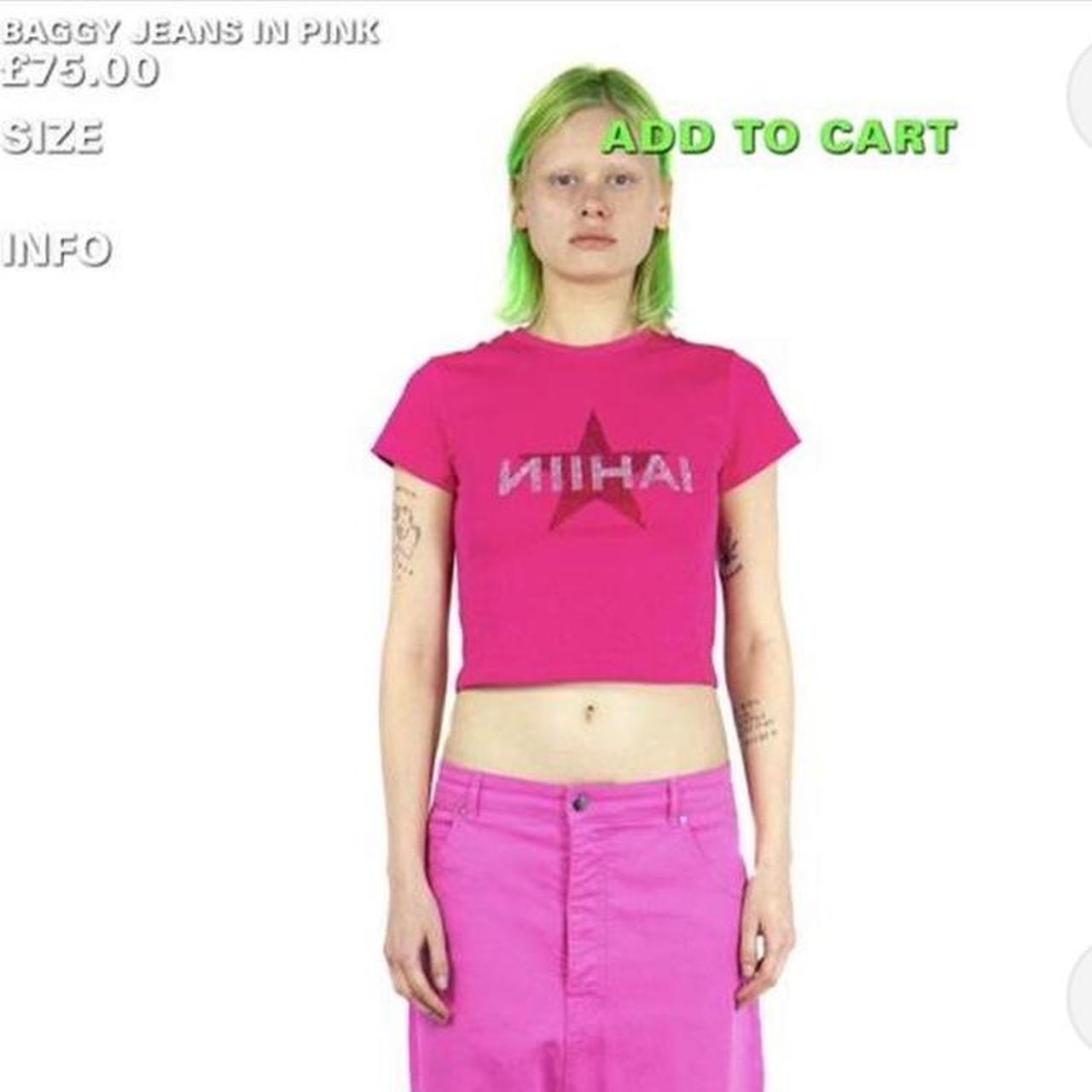 Niihai pink baggy jeans Size Xs niihai uo... Depop