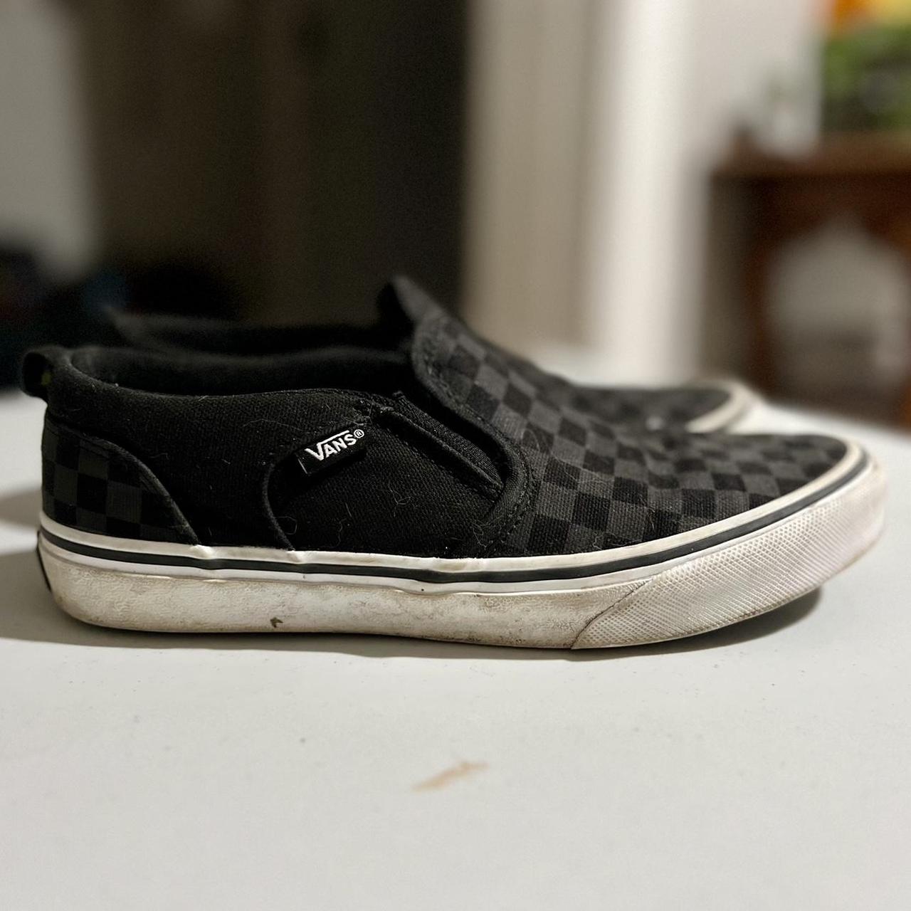 All Black Checkered Vans Youth 6 - Depop