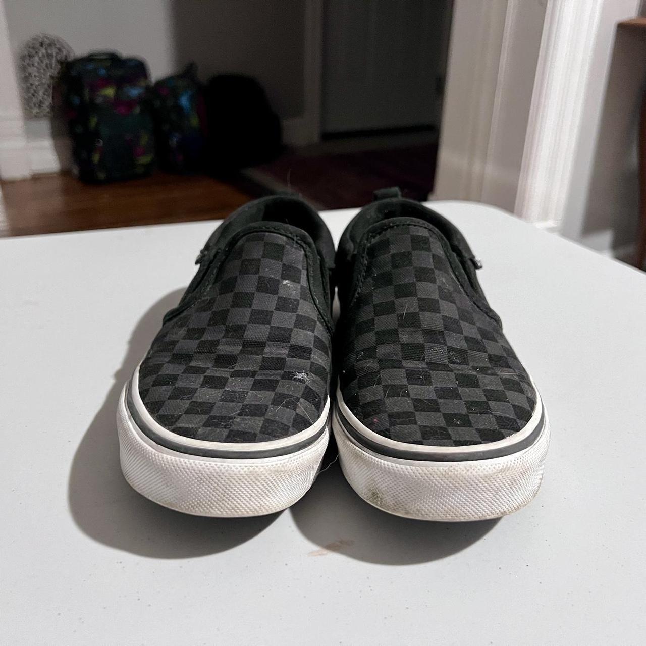 All Black Checkered Vans Youth 6 - Depop