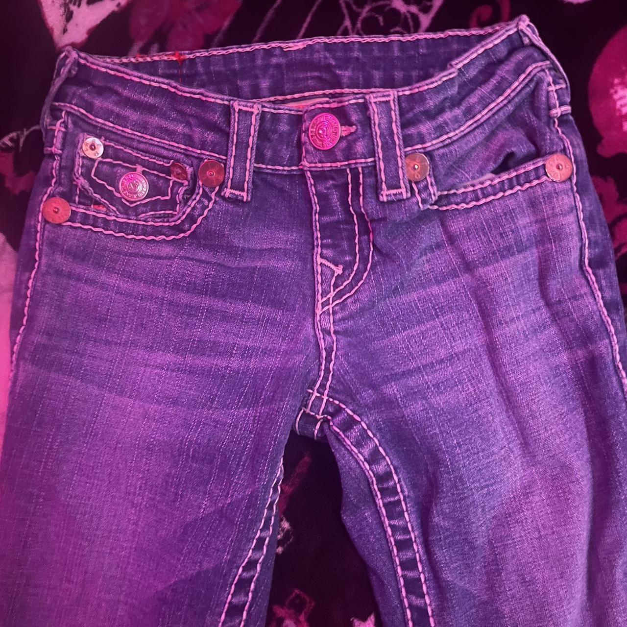 pink bootcut true religion jeans lowrise!! kids size... Depop