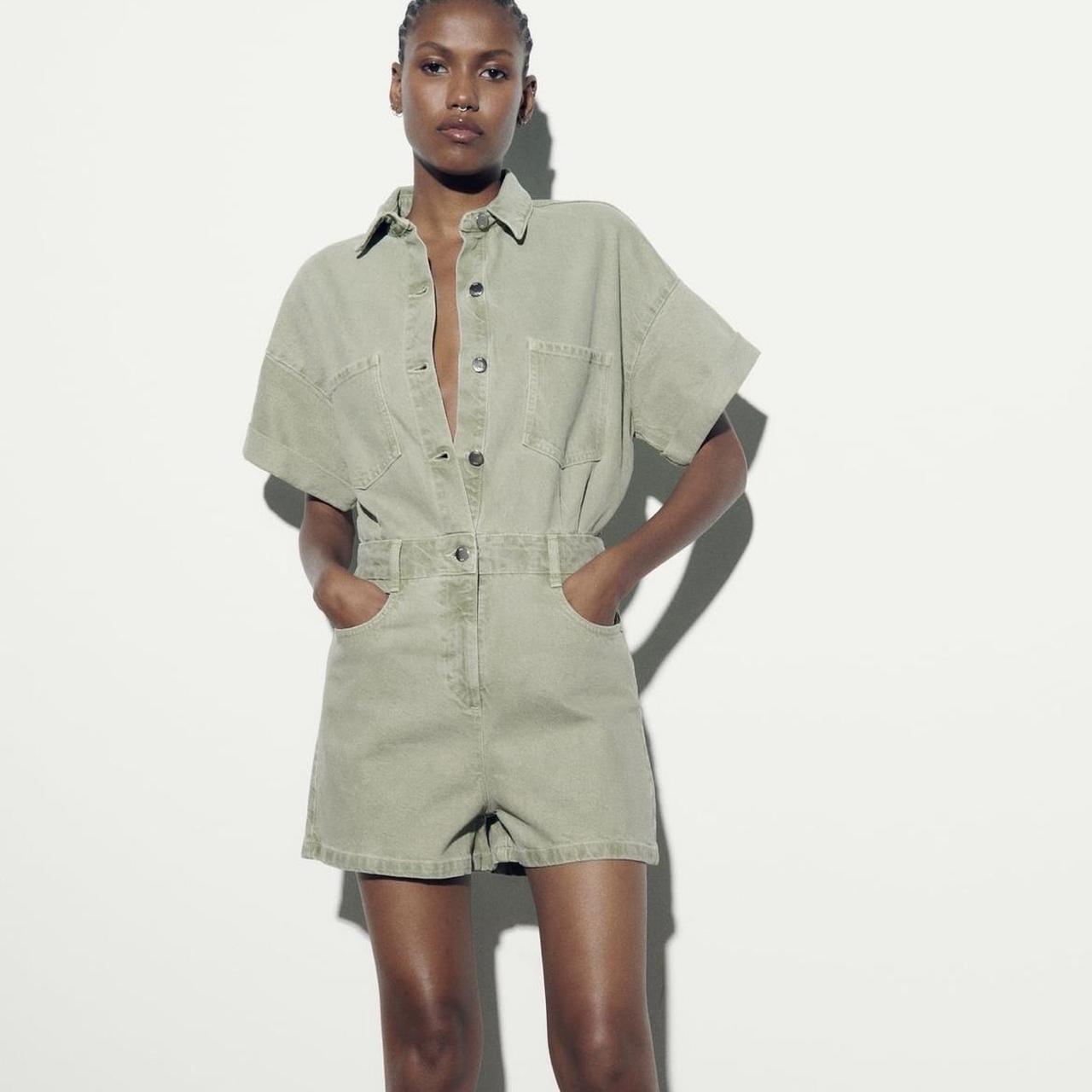 Khaki denim playsuit online