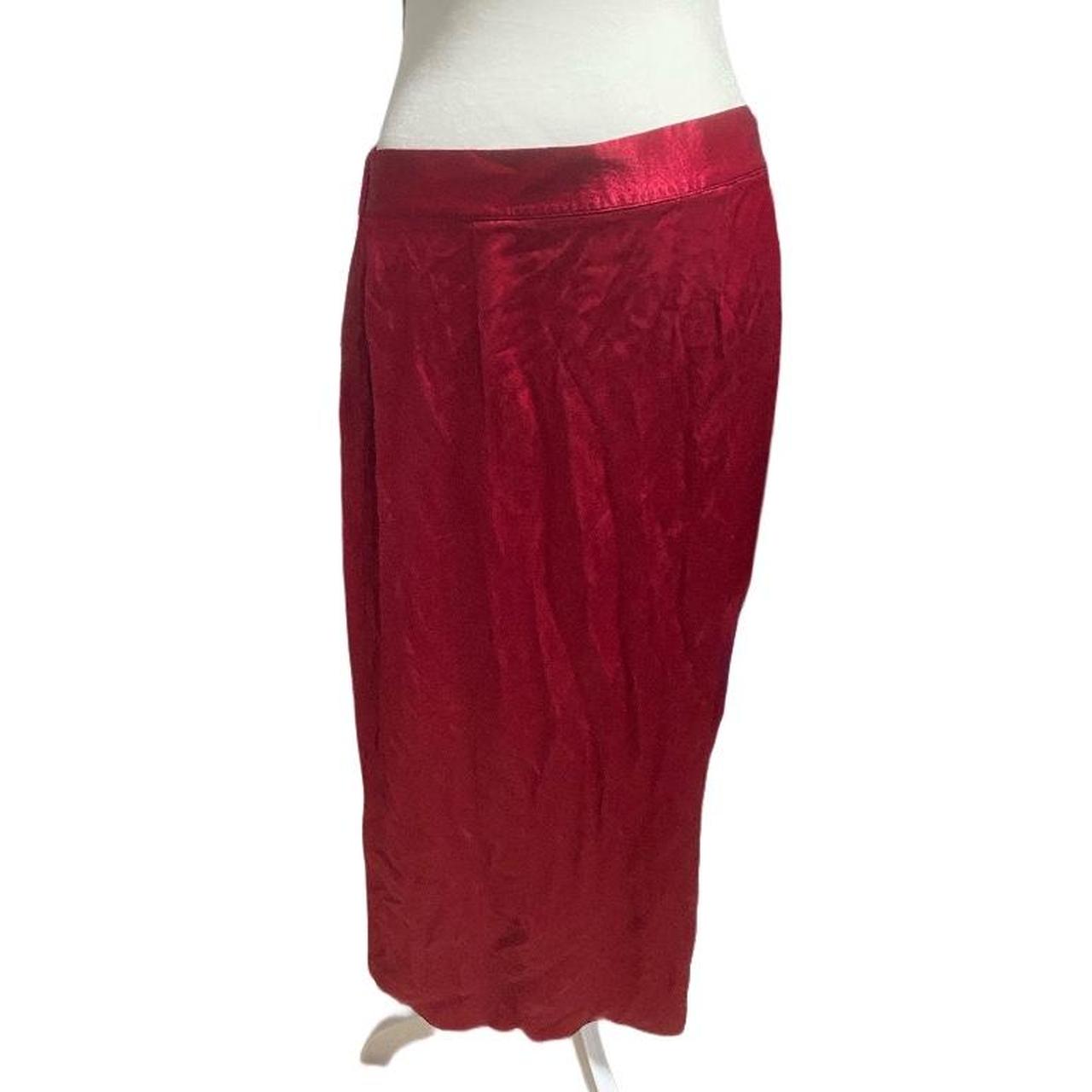 Long deep wine red skirt slit on the back as-well as... - Depop