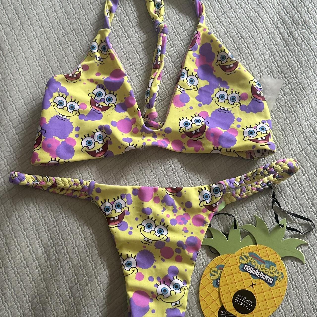 Moana Bikini reversible SpongeBob print. Both top