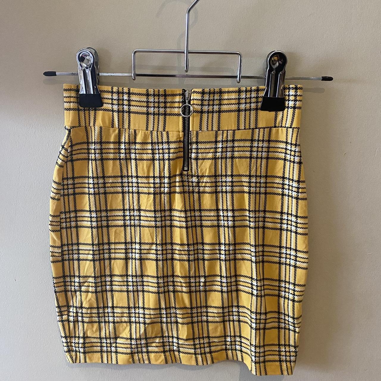 New Look yellow plaid checkered pencil skirt. Depop