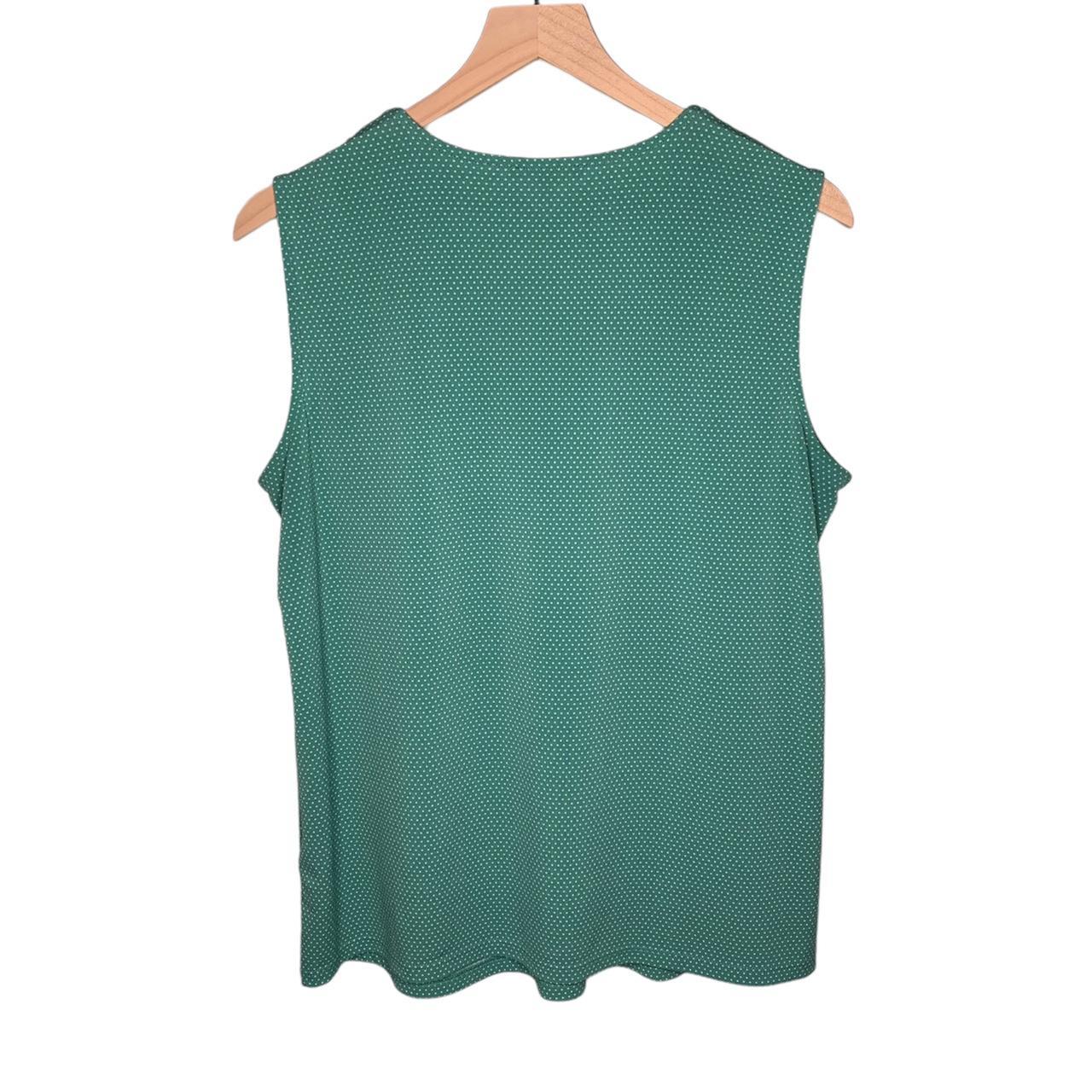 Adrianna Papell Sleeveless Ruffle V Neck Green White