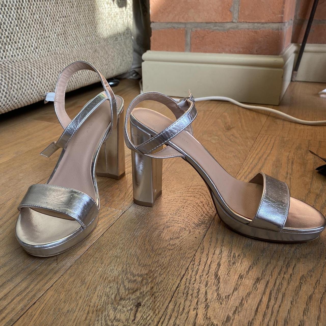 Silver block heel cheap platform shoes