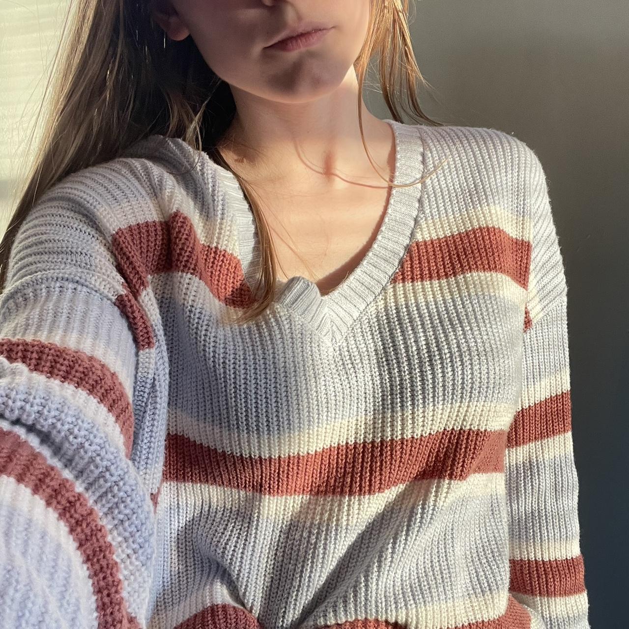 Hollister red and white striped sweater best sale