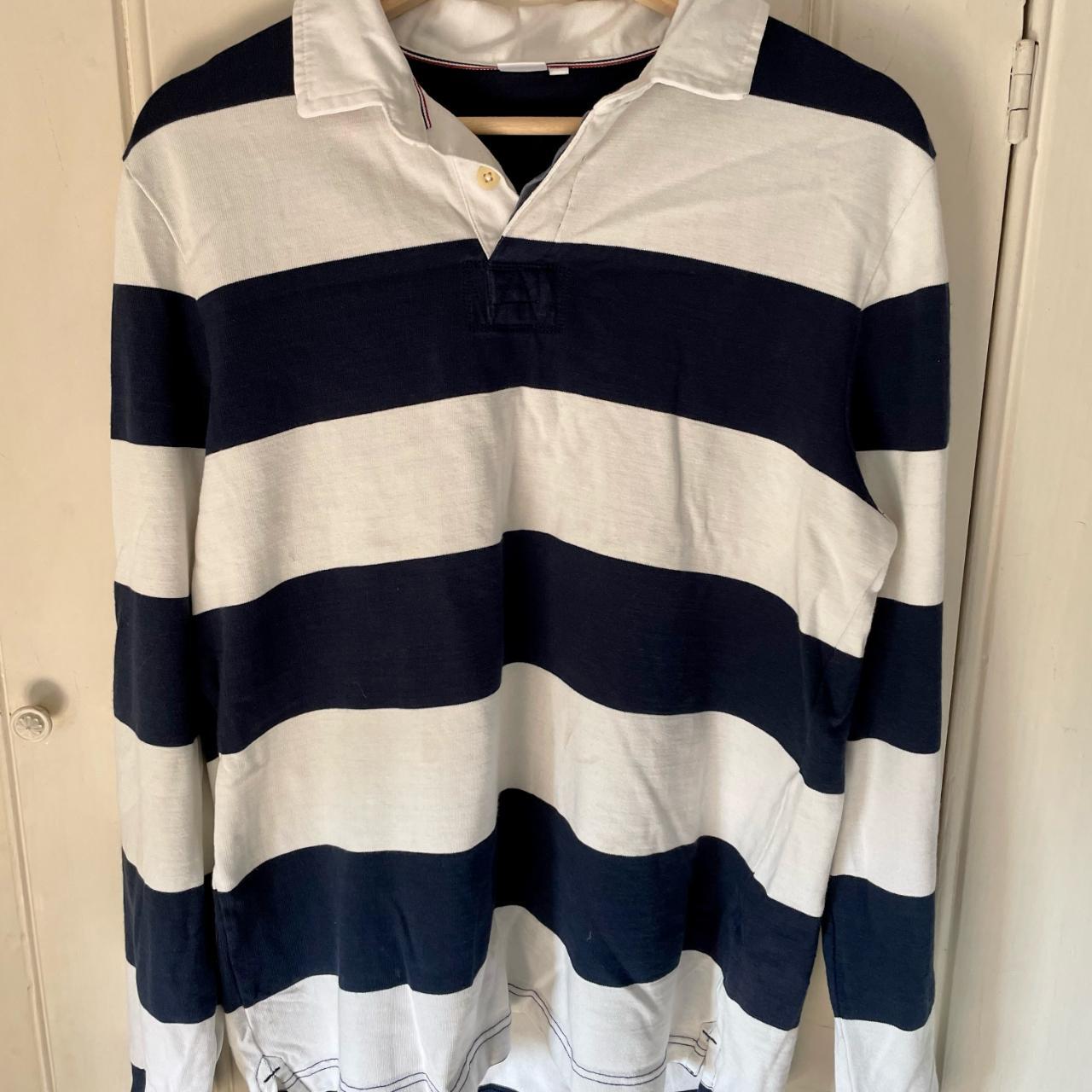 John Lewis Rugby Shirt - Navy & White Size -... - Depop