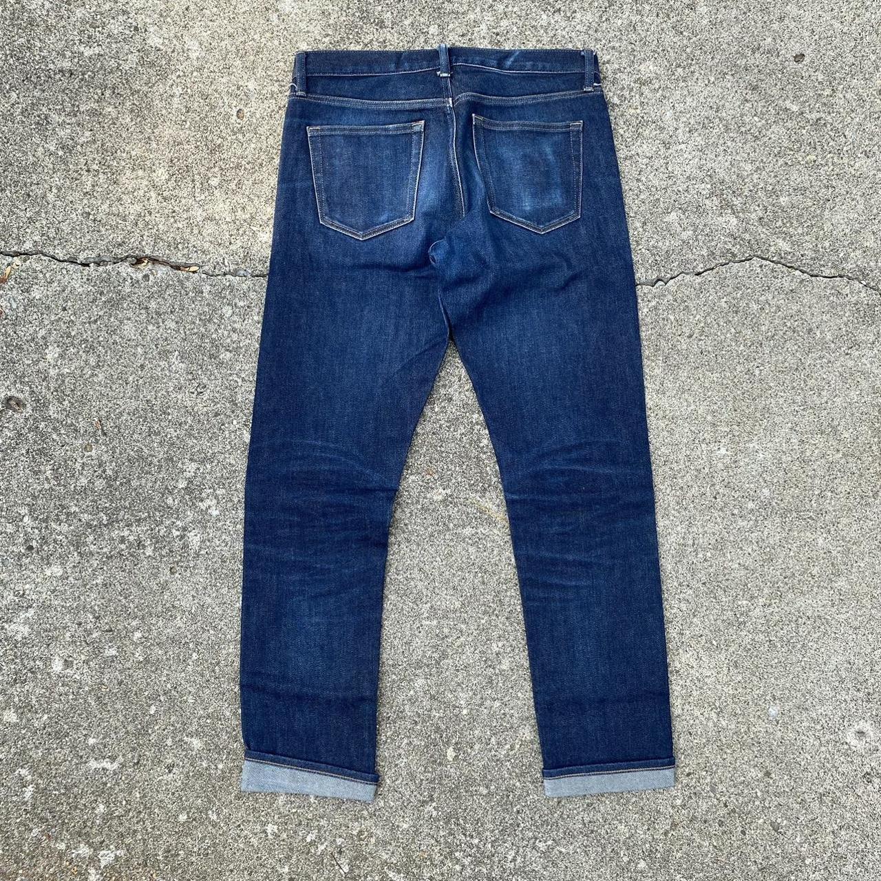 Uniqlo Raw Redline Selvedge Blue Jeans Measured... - Depop