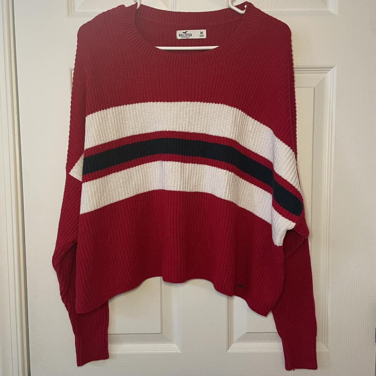 Hollister red and 2025 white striped sweater