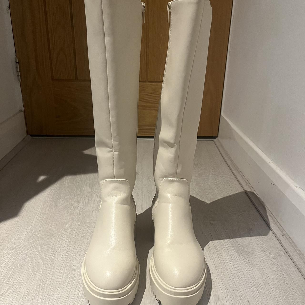 PRIMARK cream boots size UK 5 •goes to just below... Depop