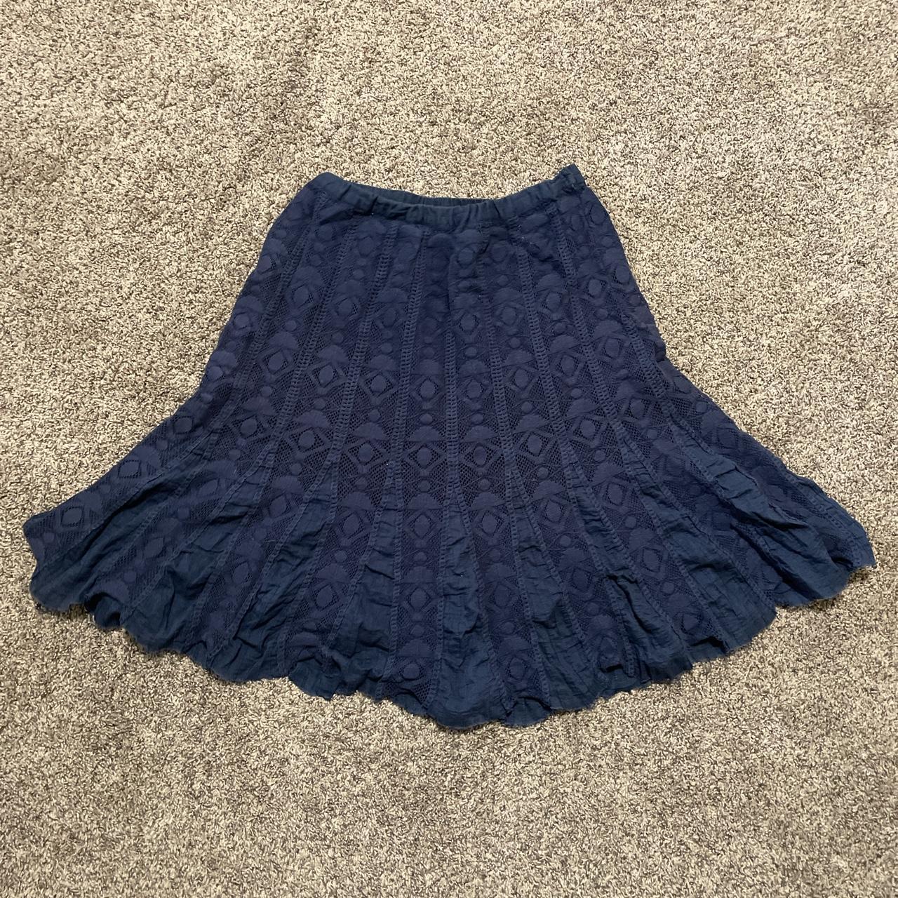 Coldwater Creek Women's Navy and Blue Skirt | Depop