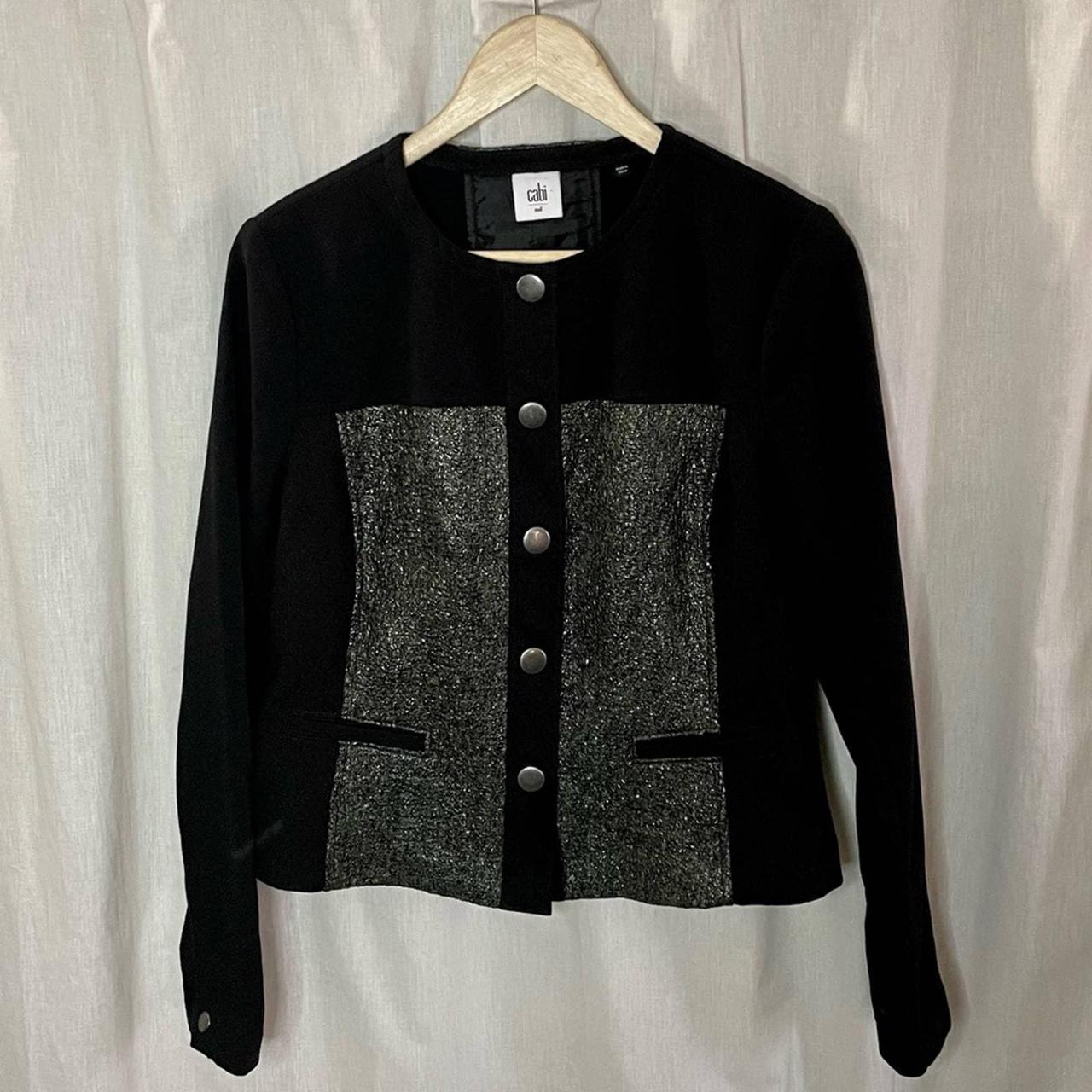 CAbi Cropped Media Jacket Black with Army Green Depop