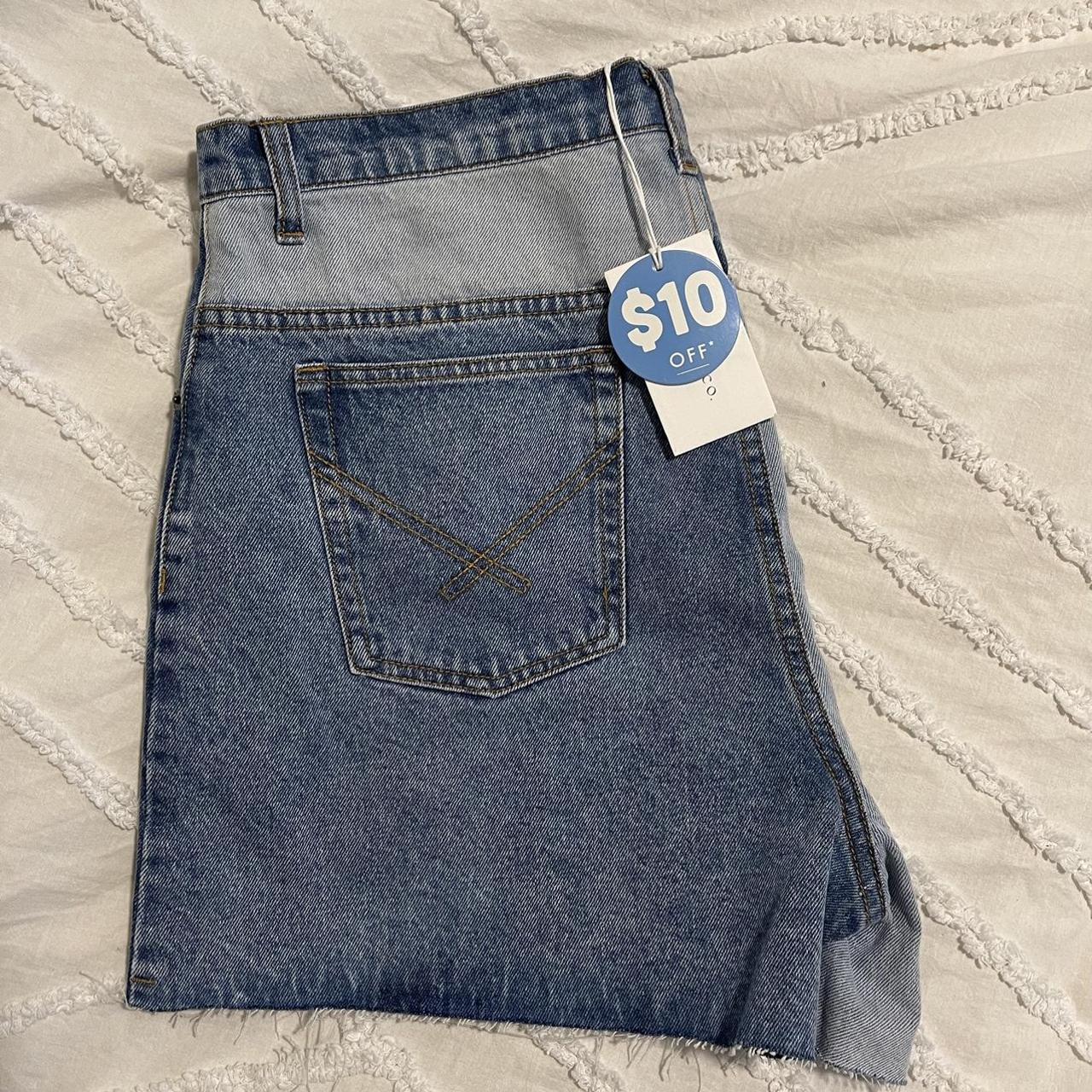 Ghanda denim shorts ——— High rise blue patchwork... Depop