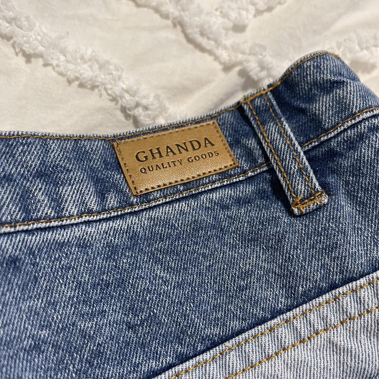 Ghanda denim shorts ——— High rise blue patchwork... Depop