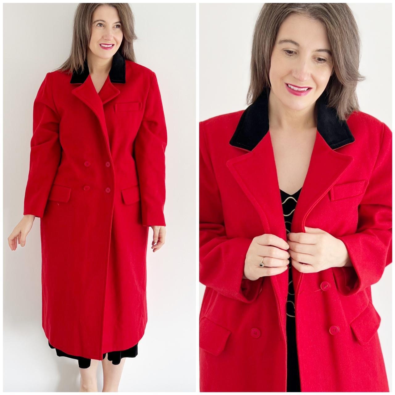 Women's Red and Black Coat | Depop