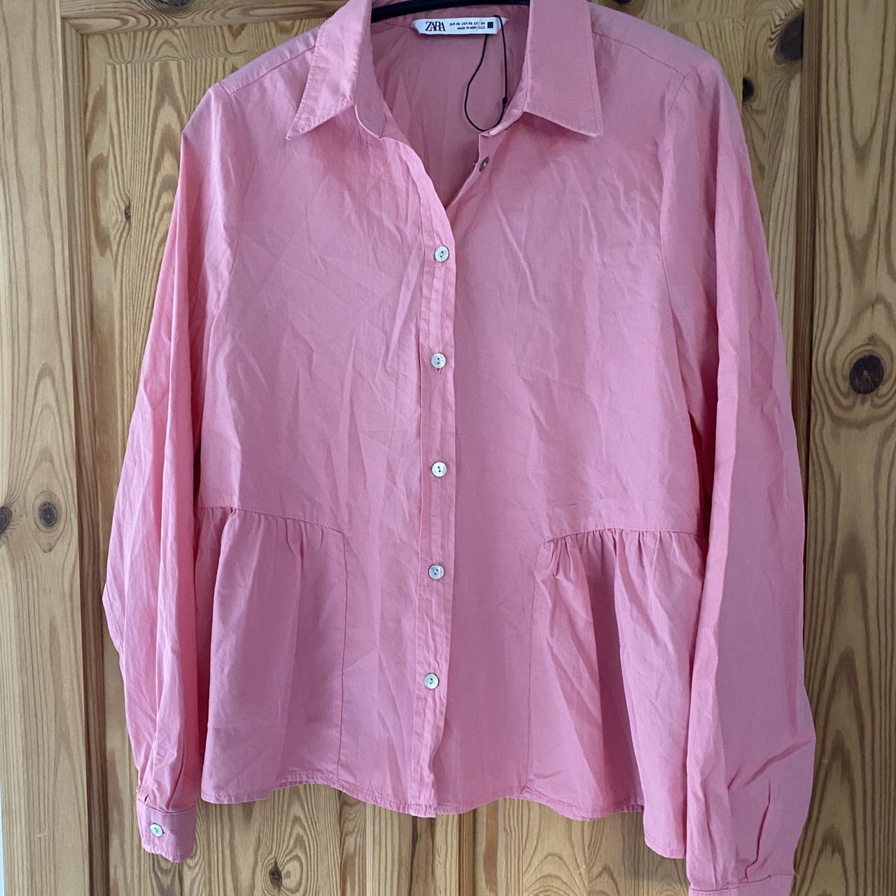 Zara bright pink shirt new condition as worn once... - Depop