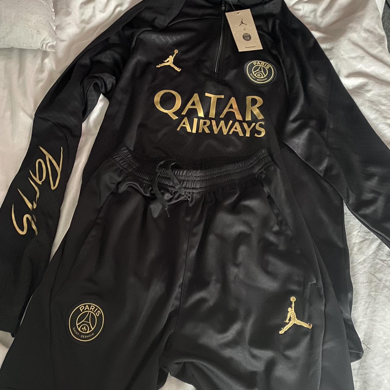 Jordan Men's Black and Gold Jumpsuit Depop