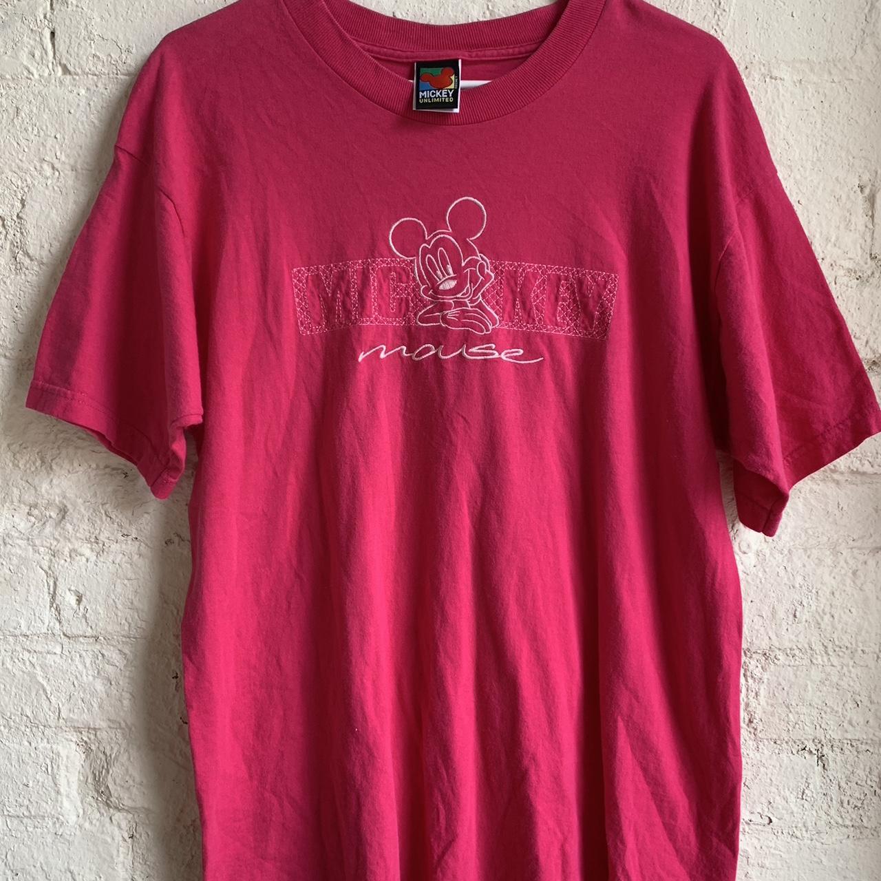 Mickey Unlimited Men's Pink and White T-shirt | Depop