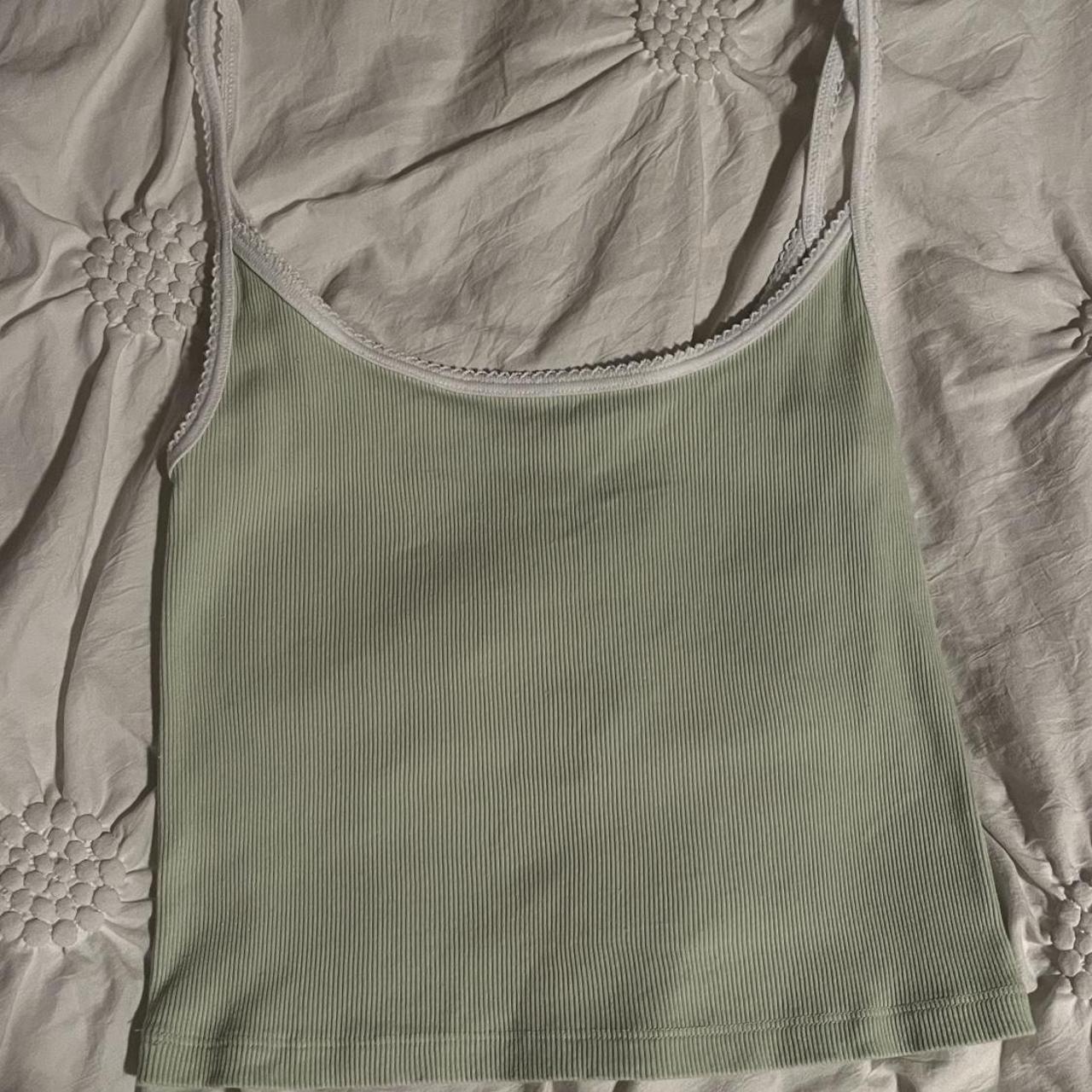 Brandy Melville John Galt Skylar green white trim... - Depop