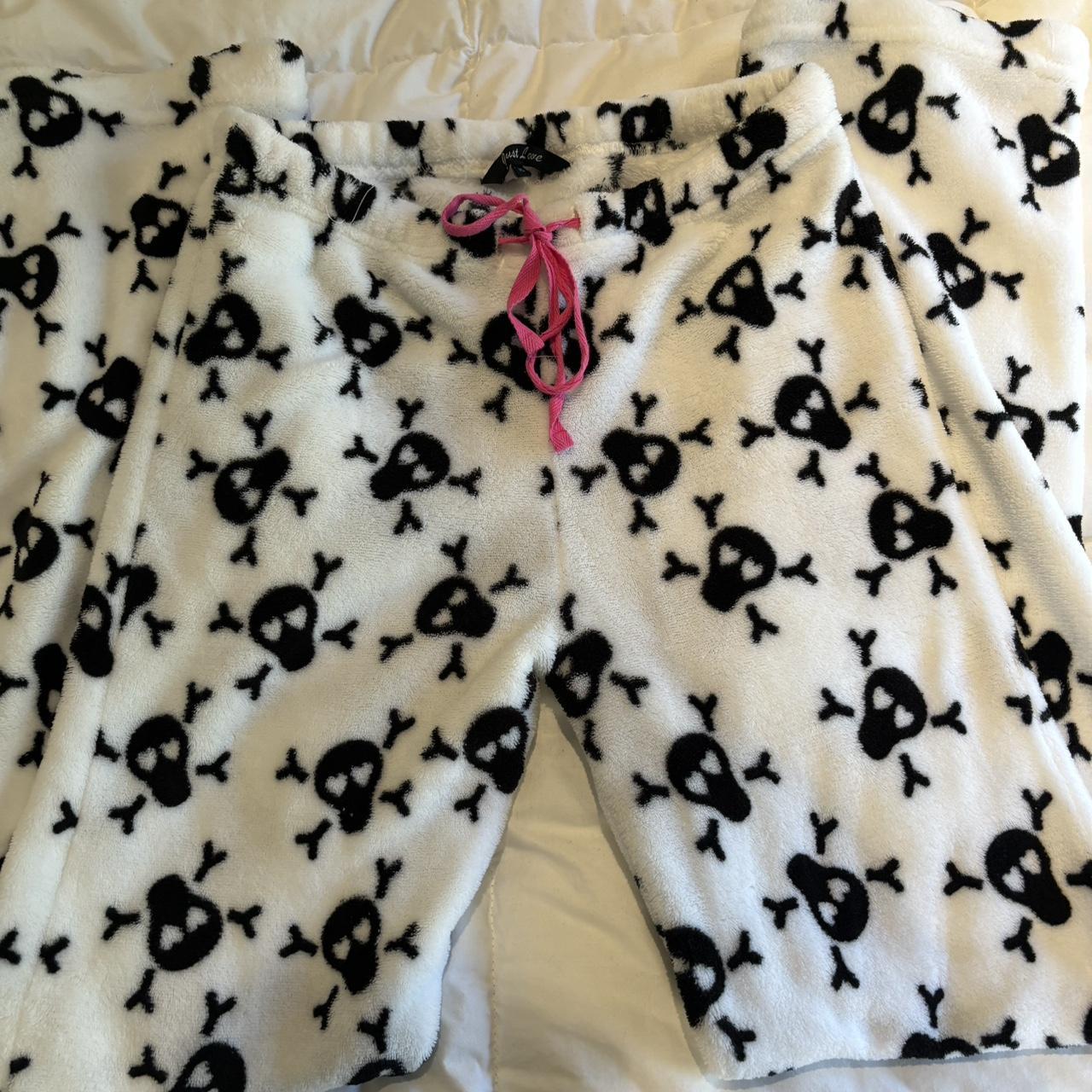 Skull Pajama Pants Super Plush Only Worn Once Or Depop   P0 