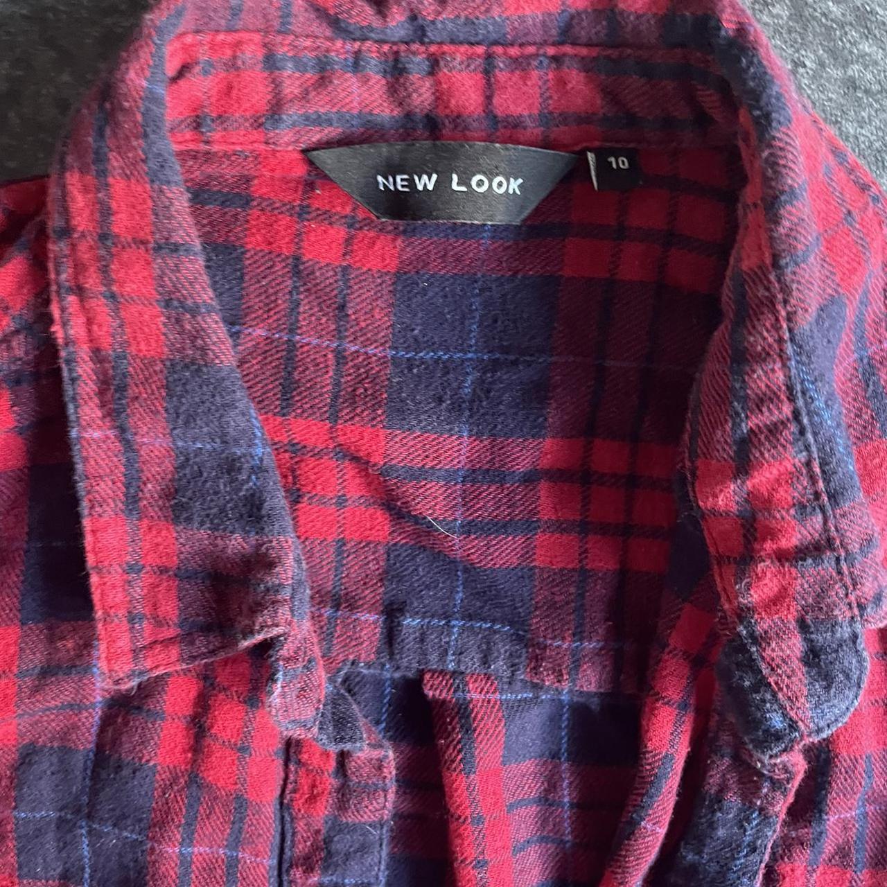 Red and navy blue Plaid check flannel shirt Perfect... - Depop