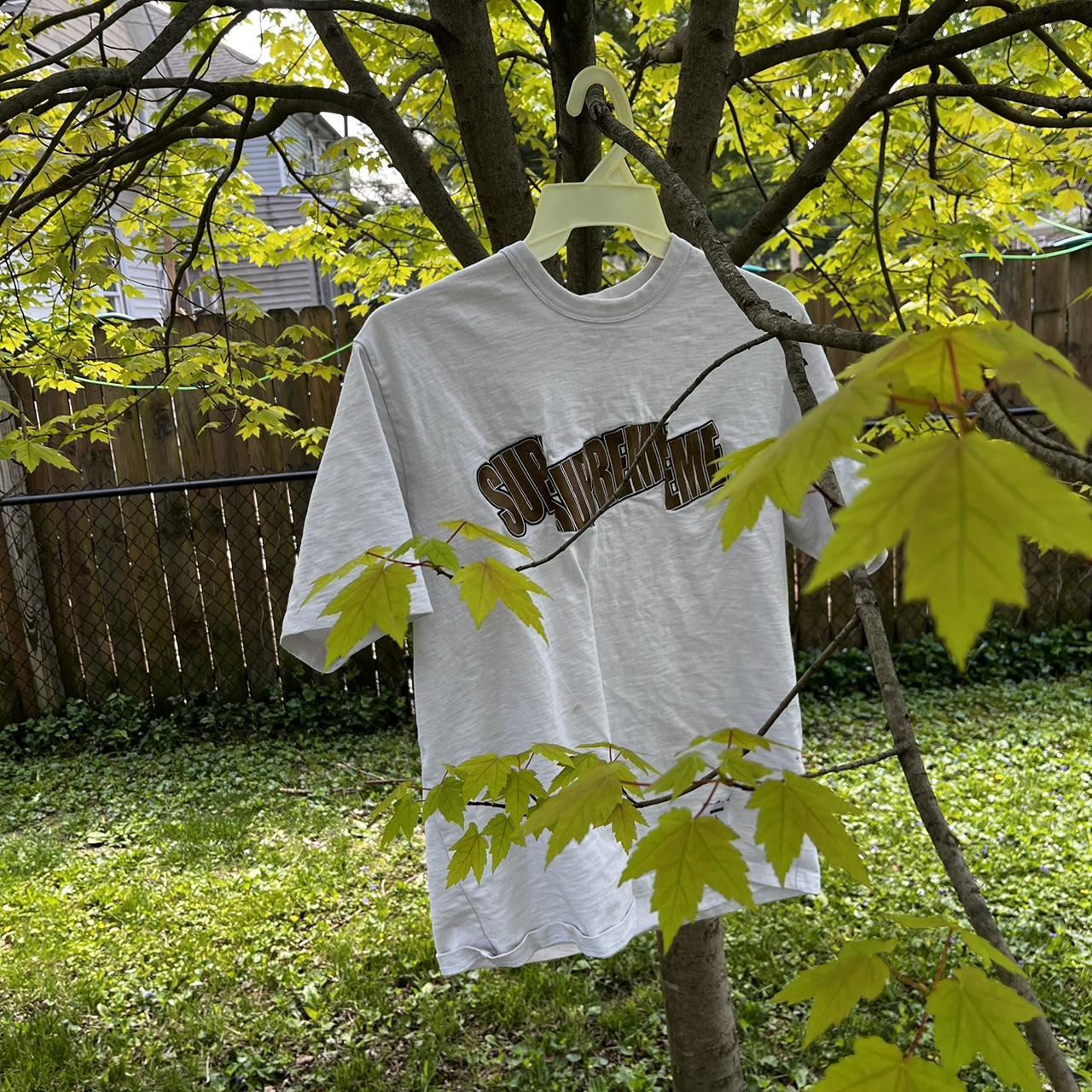 Supreme Men's White and Gold Tshirt Depop