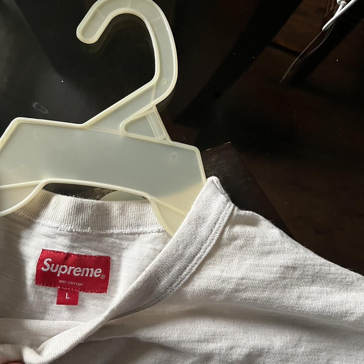 Supreme Men's White and Gold Tshirt Depop